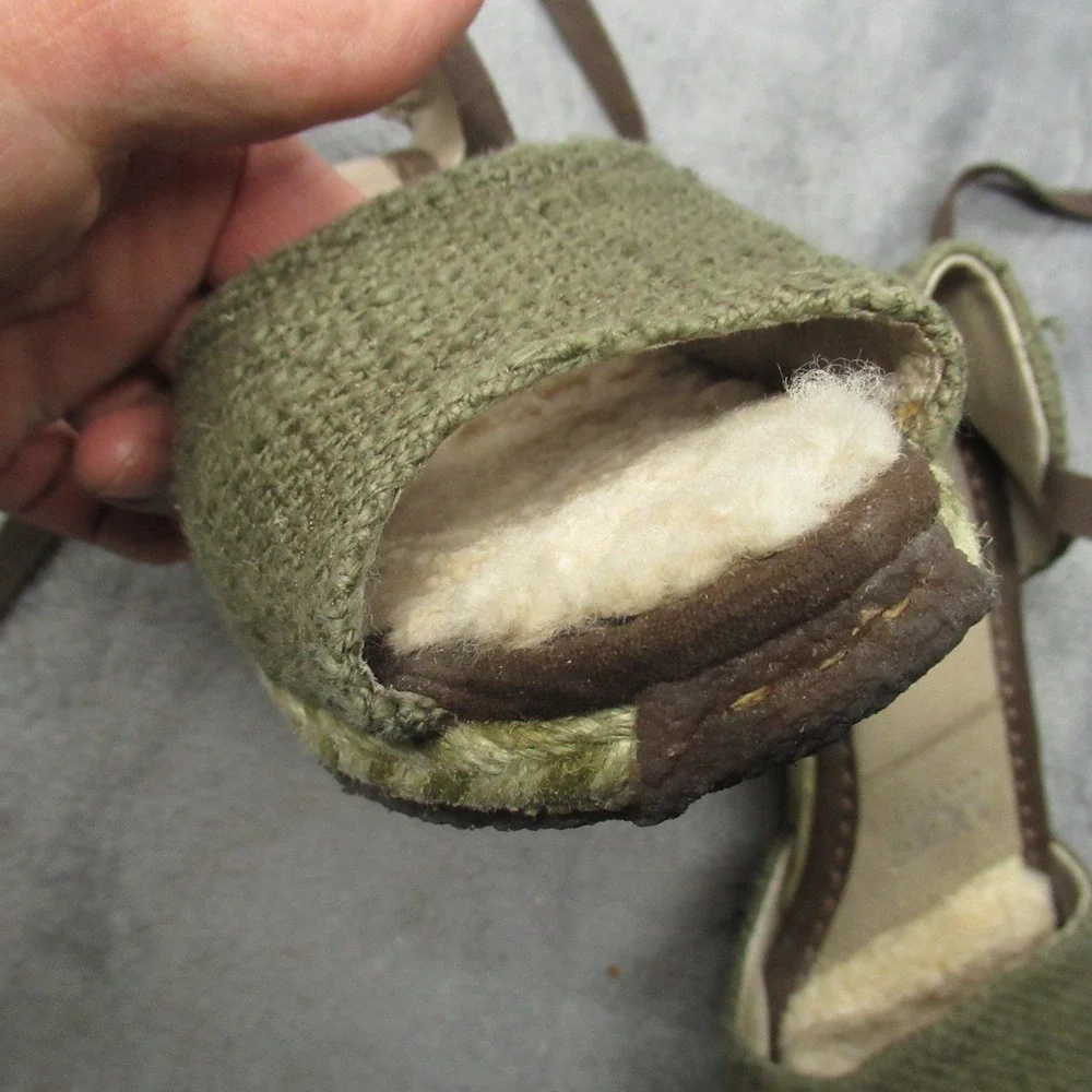 UGG Sandals Women 8 Green Sheepskin Australia Espadrille Wedge Delmar Jute Ankle